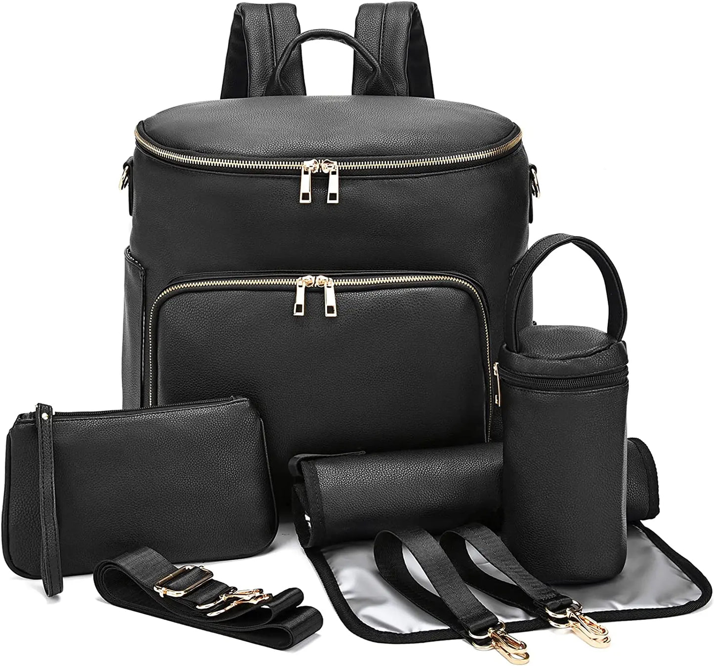 Leather Diaper Bag Backpack – With Accessories