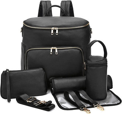 Leather Diaper Bag Backpack – With Accessories