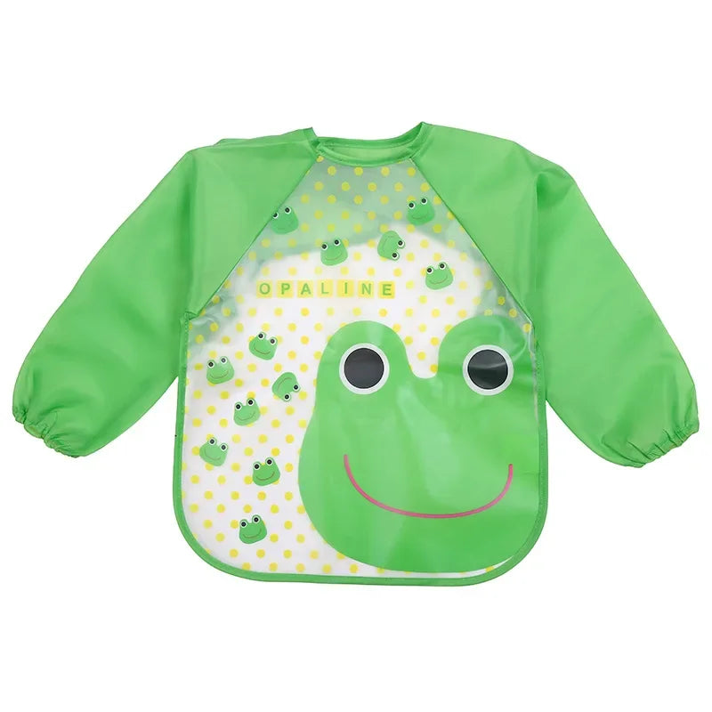 Full Sleeve Waterproof Cartoon Baby Bib – Cute, Easy-Clean, and Comfortable