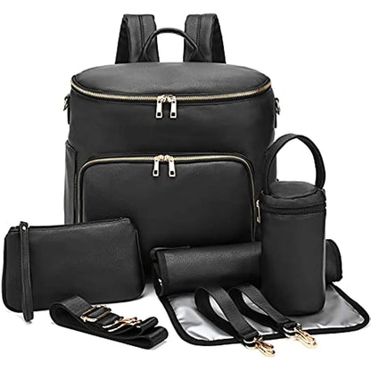 Leather Diaper Bag Backpack – With Accessories