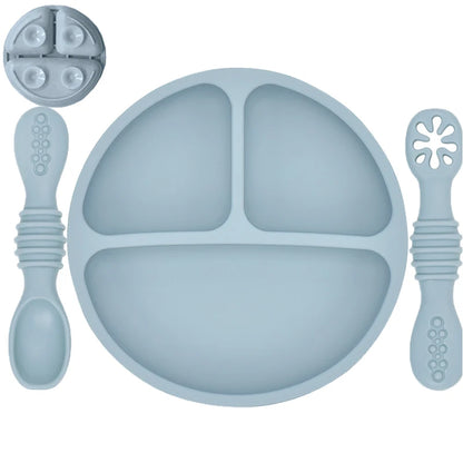 Silicone Baby Dinnerware 3 Piece Set – Suction, Safe, Non-Toxic, Easy to Clean