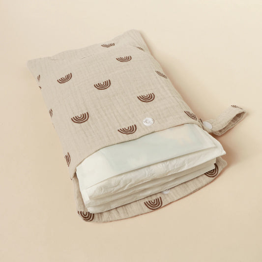 100% Cotton Foldable Single Pocket Diaper Storage Bag
