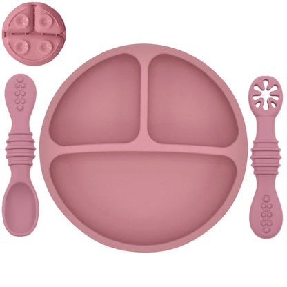 Silicone Baby Dinnerware 3 Piece Set – Suction, Safe, Non-Toxic, Easy to Clean