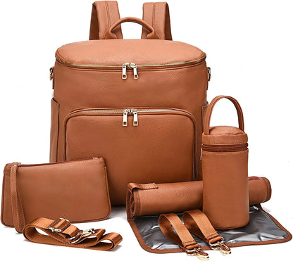 Leather Diaper Bag Backpack – With Accessories