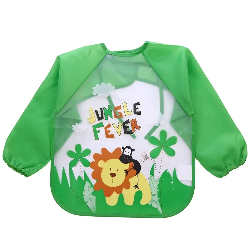 Full Sleeve Waterproof Cartoon Baby Bib – Cute, Easy-Clean, and Comfortable