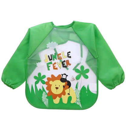 Full Sleeve Waterproof Cartoon Baby Bib – Cute, Easy-Clean, and Comfortable