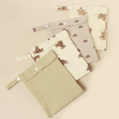 100% Cotton Foldable Single Pocket Diaper Storage Bag