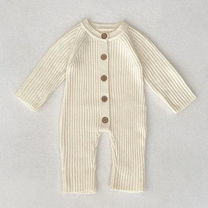 Knitted Baby Romper – Long Sleeve Solid Jumpsuit