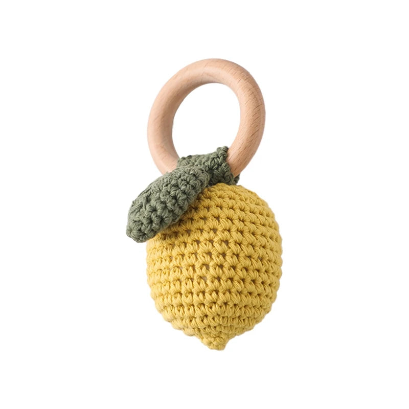 Wooden & Crochet Animal Rattle Toy