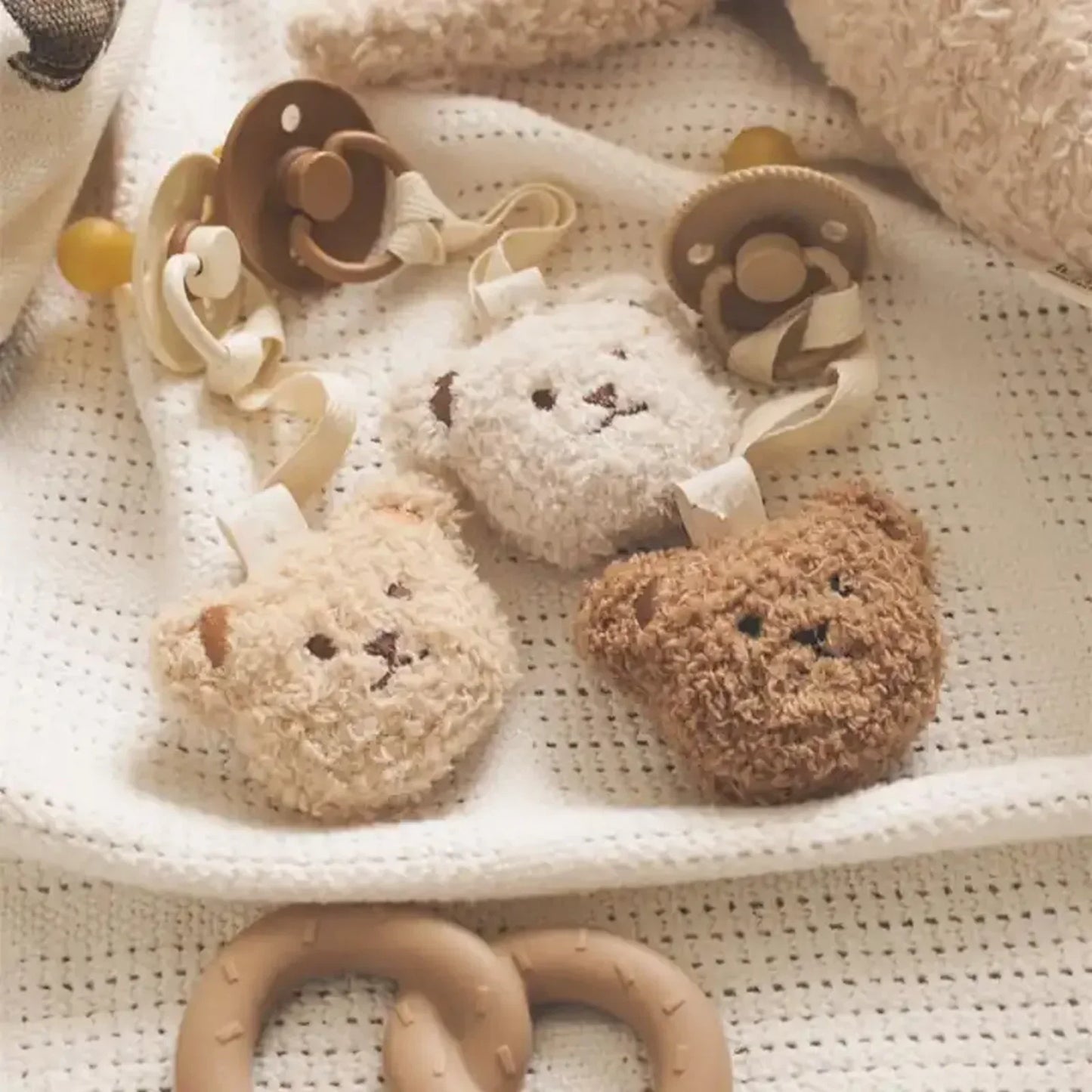 Baby Teddy Velvet Pacifier Clip