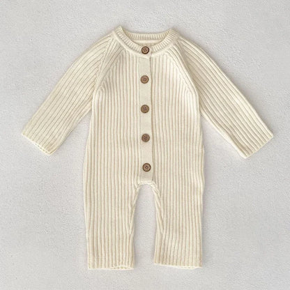 Knitted Baby Romper – Long Sleeve Solid Jumpsuit