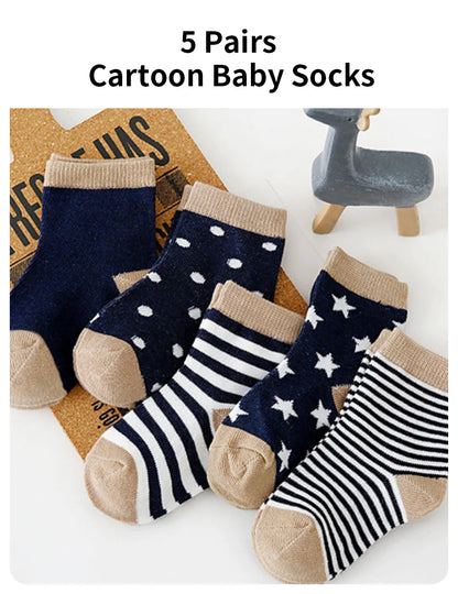 5 Pairs Ankle Toddler Socks Cotton Kids Socks – Soft & Durable