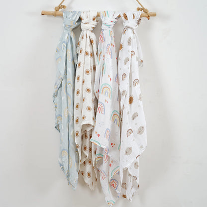 4-Pack Bamboo Cotton Muslin Baby Swaddle Blankets – Soft, Breathable & Multi-Use