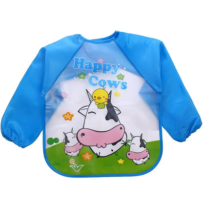 Full Sleeve Waterproof Cartoon Baby Bib – Cute, Easy-Clean, and Comfortable