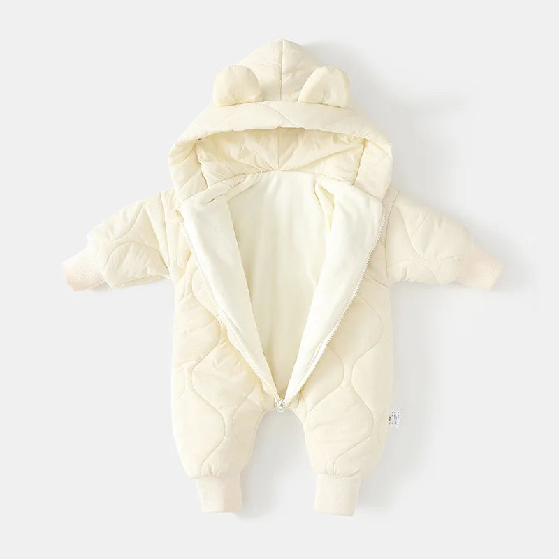 ﻿Infant Outwear Winter Fur Lining Rompers Jumpsuit