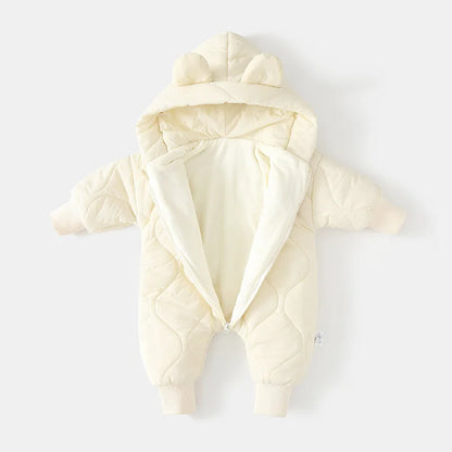 ﻿Infant Outwear Winter Fur Lining Rompers Jumpsuit
