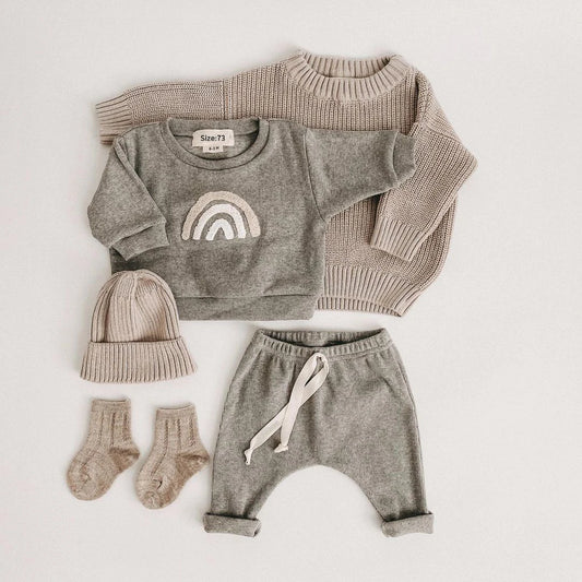 Soft Cotton Two piece Set- Long-Sleeved Sweatshirts+Pants