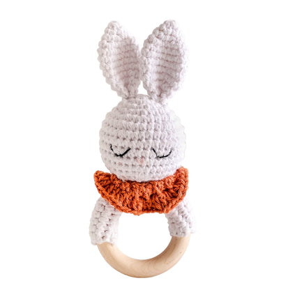 Wooden & Crochet Animal Rattle Toy