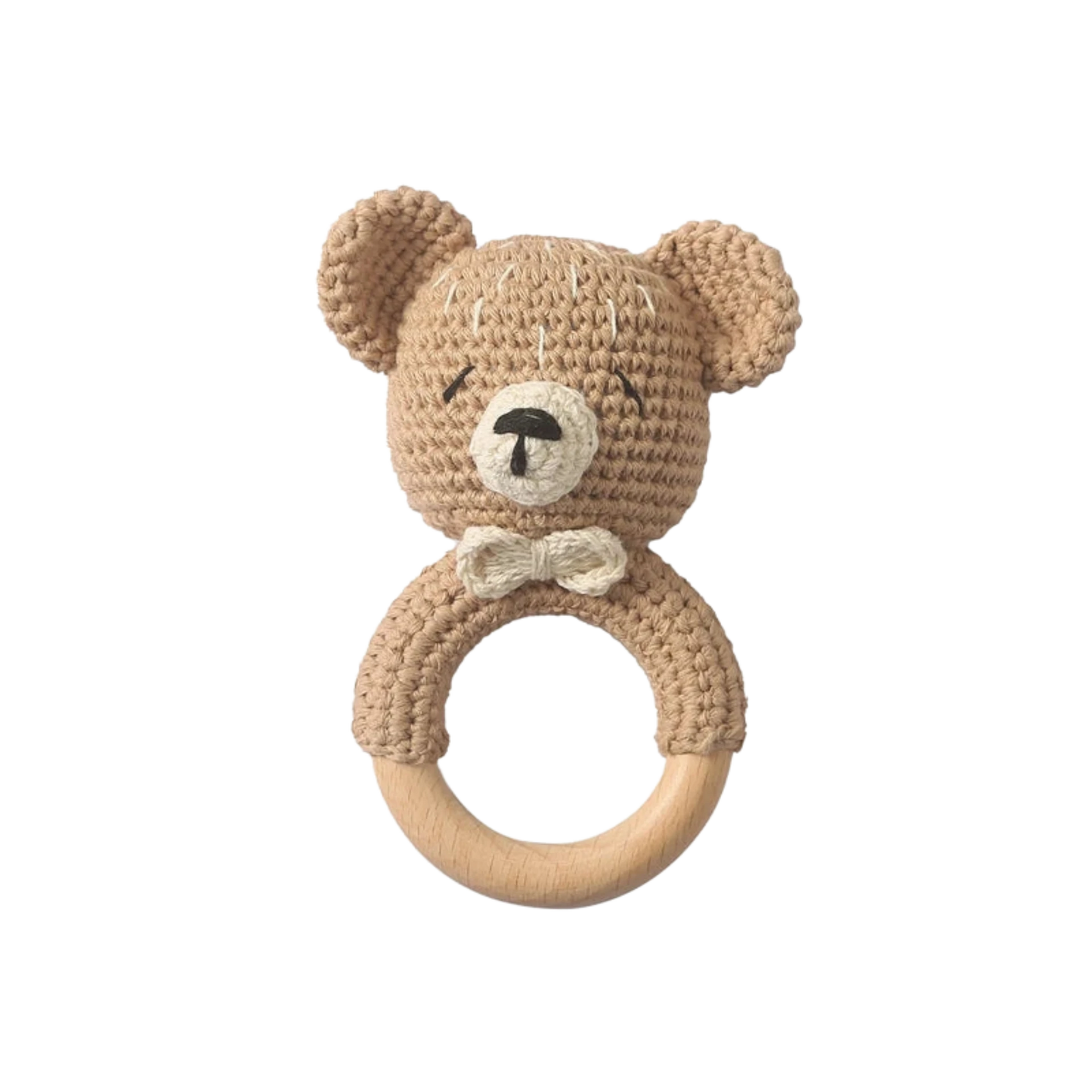 Wooden & Crochet Animal Rattle Toy