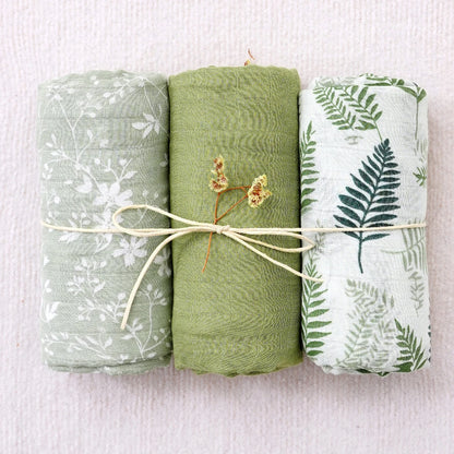 Bamboo Cotton Muslin Swaddle 3 Piece Set