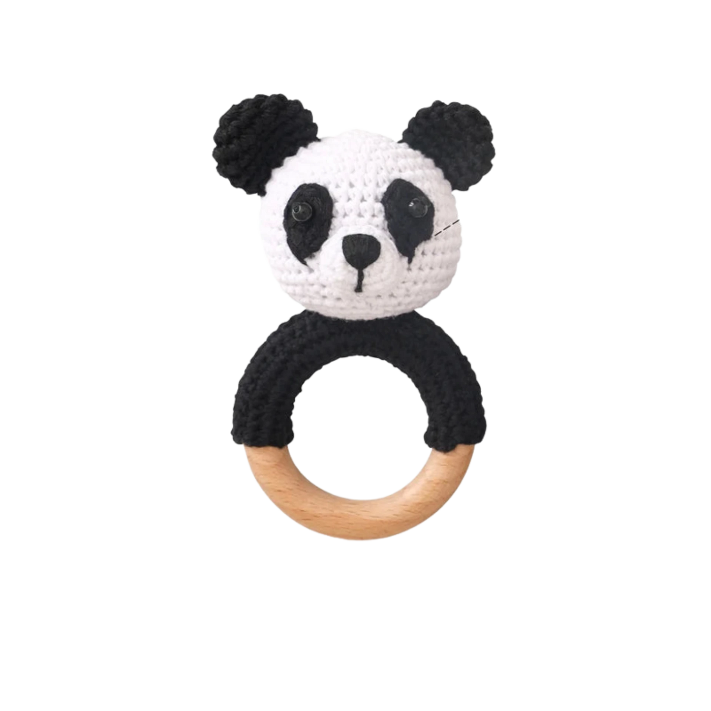 Wooden & Crochet Animal Rattle Toy