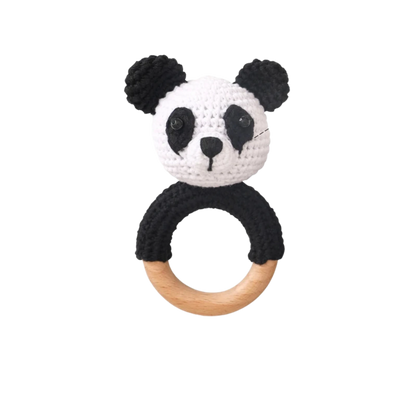 Wooden & Crochet Animal Rattle Toy