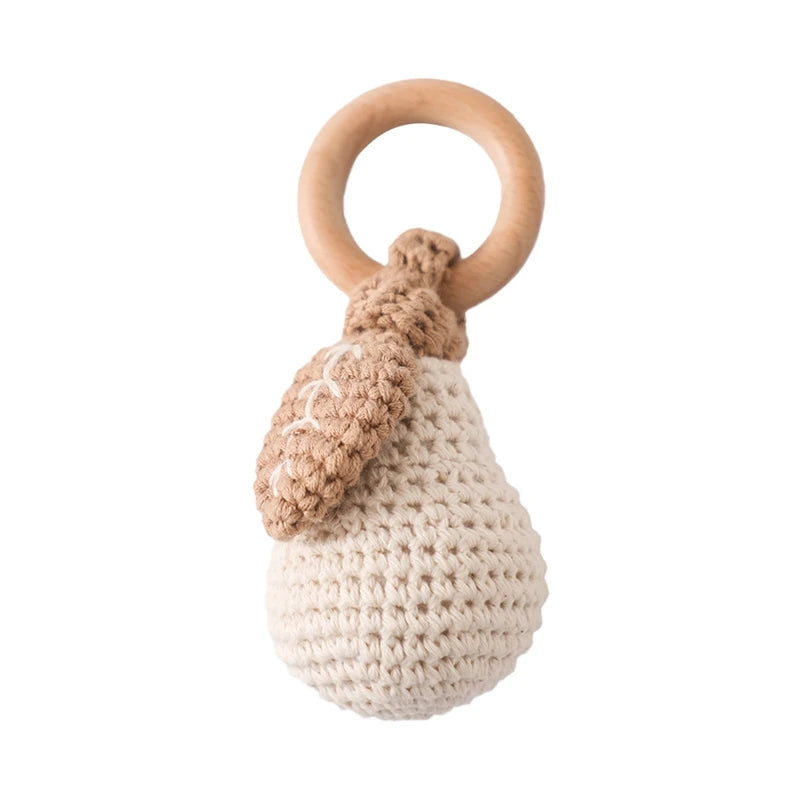 Wooden & Crochet Animal Rattle Toy