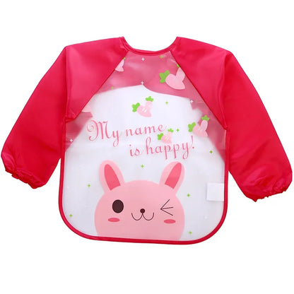 Full Sleeve Waterproof Cartoon Baby Bib – Cute, Easy-Clean, and Comfortable