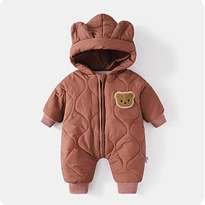 ﻿Infant Outwear Winter Fur Lining Rompers Jumpsuit