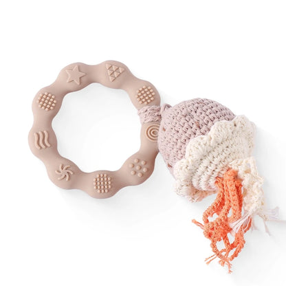 Wooden & Crochet Animal Rattle Toy