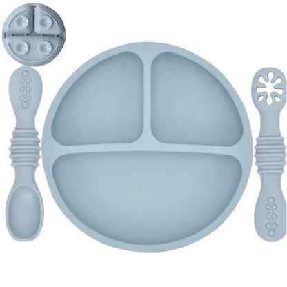 Silicone Baby Dinnerware 3 Piece Set – Suction, Safe, Non-Toxic, Easy to Clean