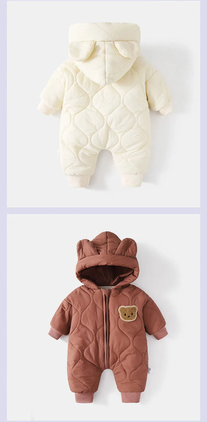 ﻿Infant Outwear Winter Fur Lining Rompers Jumpsuit